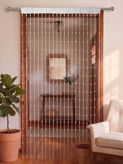 Atoz Home Decor White Beaded Door Curtain | Kite Shape PVC | 4x7 ft