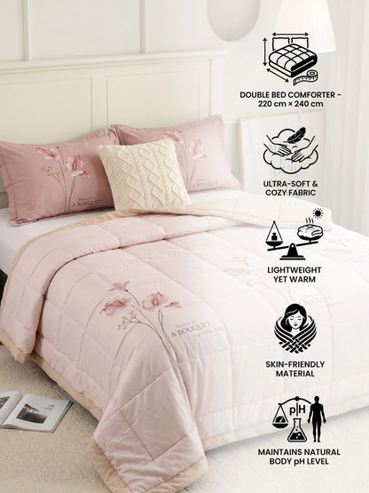 AC Comforter Floral Design Double Bed (220X240 CM) | Pink