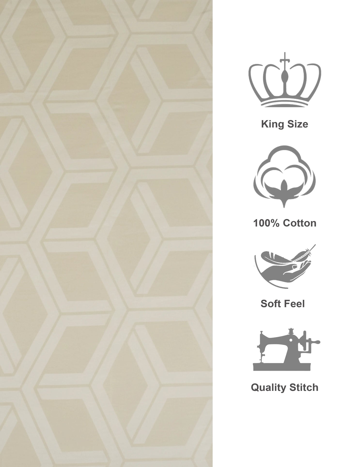 Soft Feel, Modern Geometric King Bed Sheet Set – 100% Cotton (300 TC)
