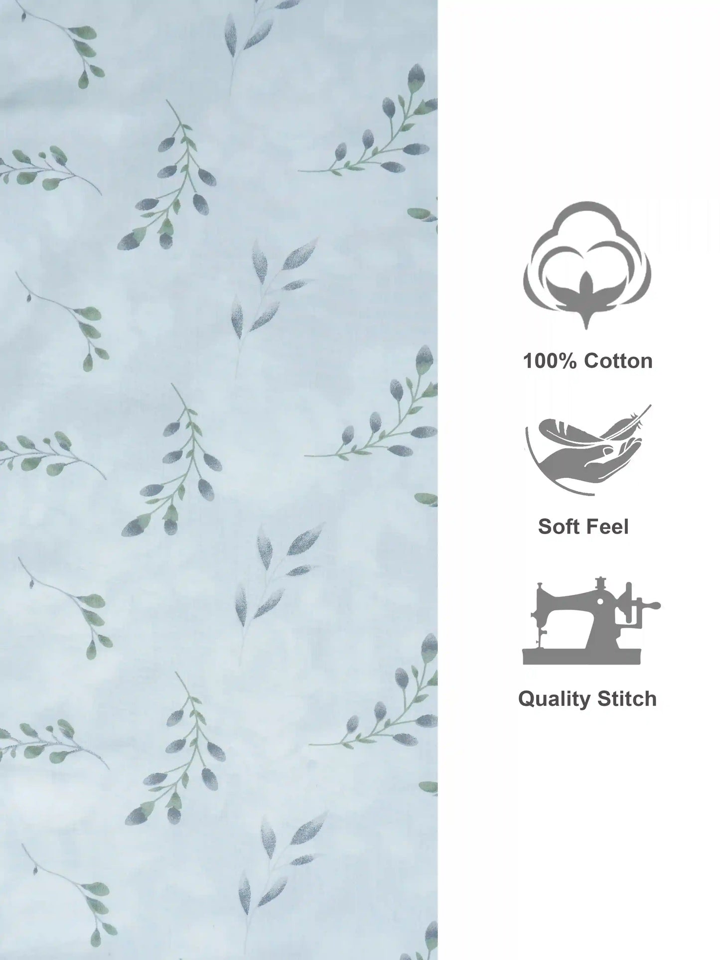 Elegant Grey Leaf Pattern Cotton Double Bedsheet Set