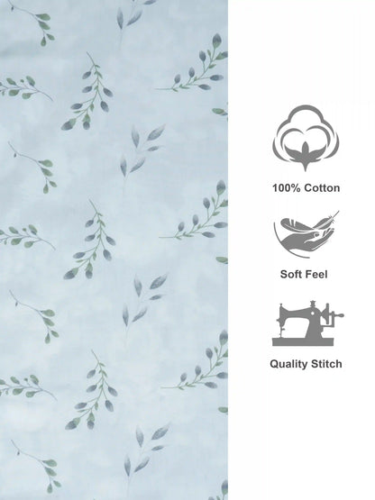 Elegant Grey Leaf Pattern Cotton Double Bedsheet Set