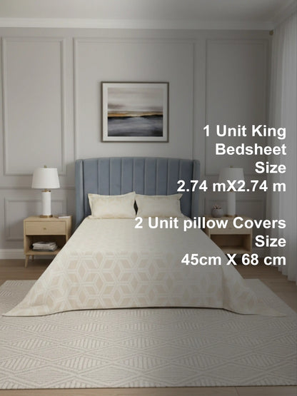Soft Feel, Modern Geometric King Bed Sheet Set – 100% Cotton (300 TC)