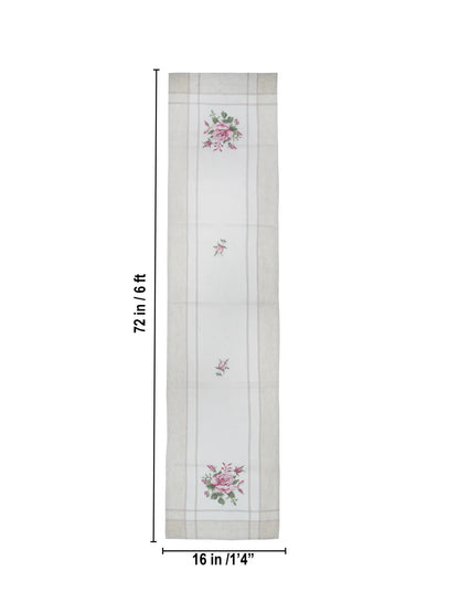 AtozHomeDecor Cotton Linen Table Runner | Printed & Embroidered | 14x72" / 16x72"