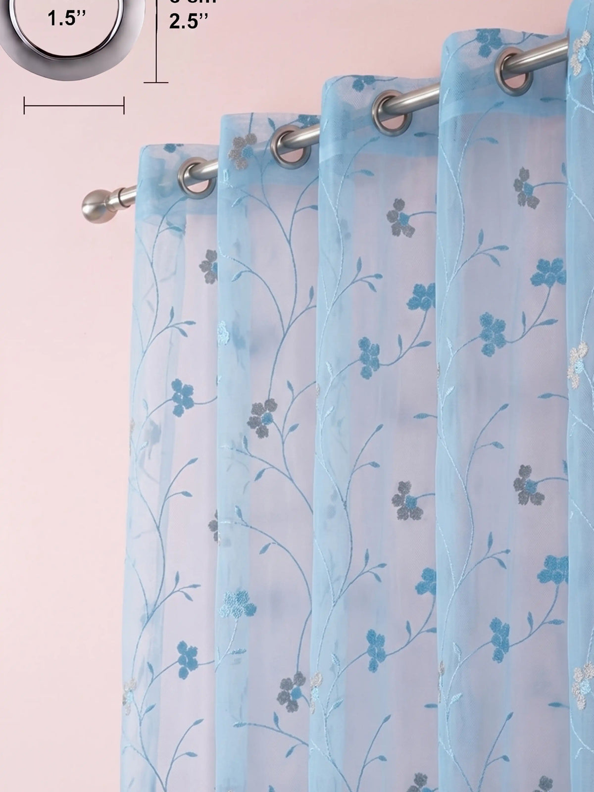 Evabella Light Filtering Floral Sheer Curtains |100% Polyester