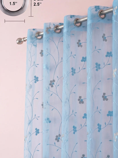 Evabella Light Filtering Floral Sheer Curtains |100% Polyester