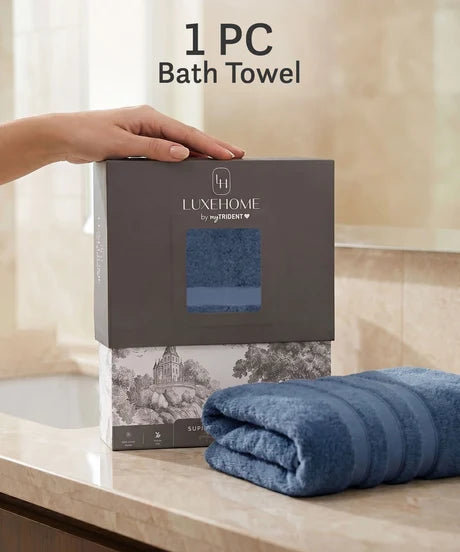 MyTRIDENT Luxe Home 100% Supima Cotton Bath Towel (600 GSM | 75 cm x 150 cm) – Ultra-Plush & Absorbent