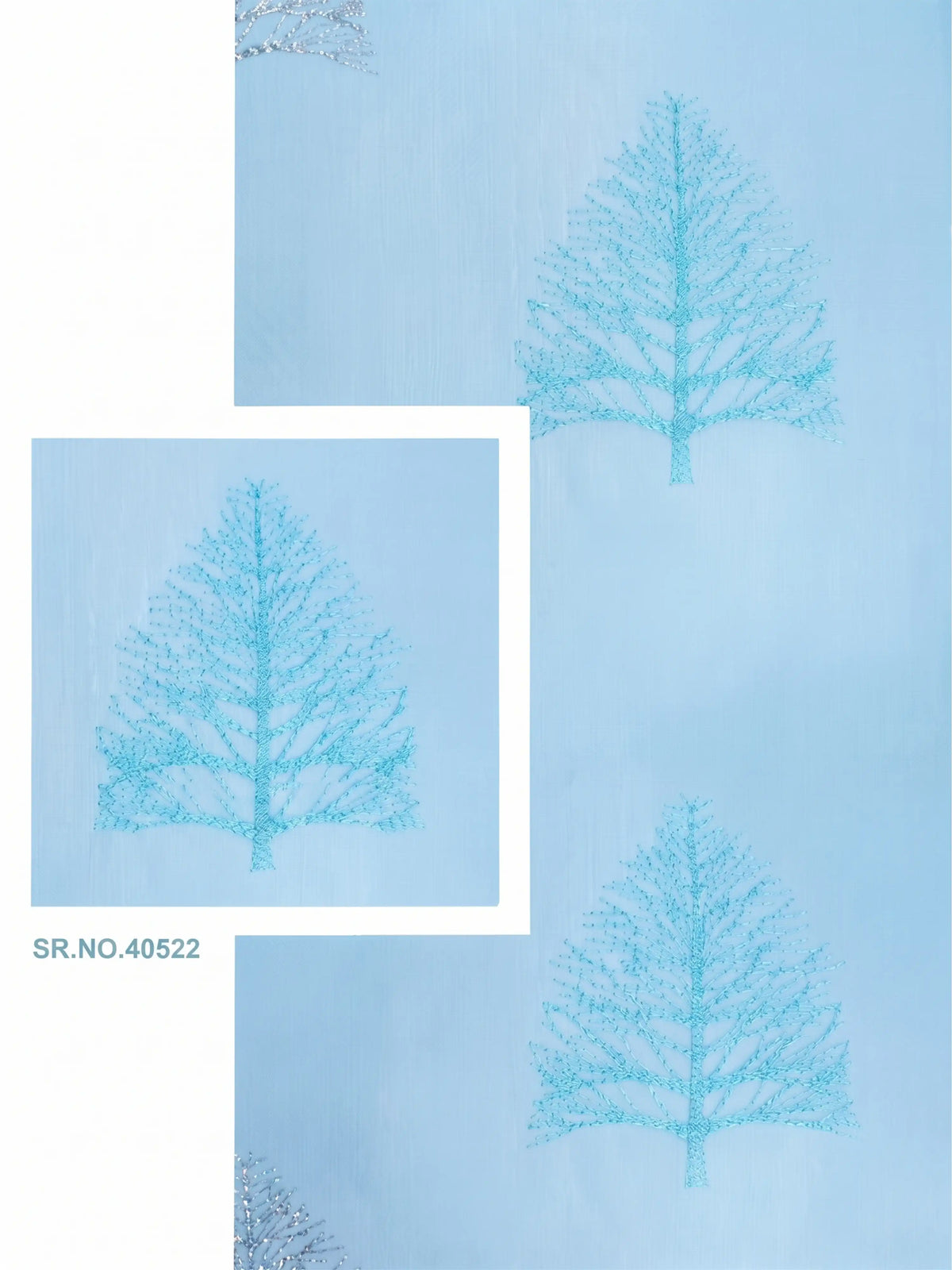 Evabella Embroidered Pine Tree Sheer Grommet Curtains | 100% Polyester