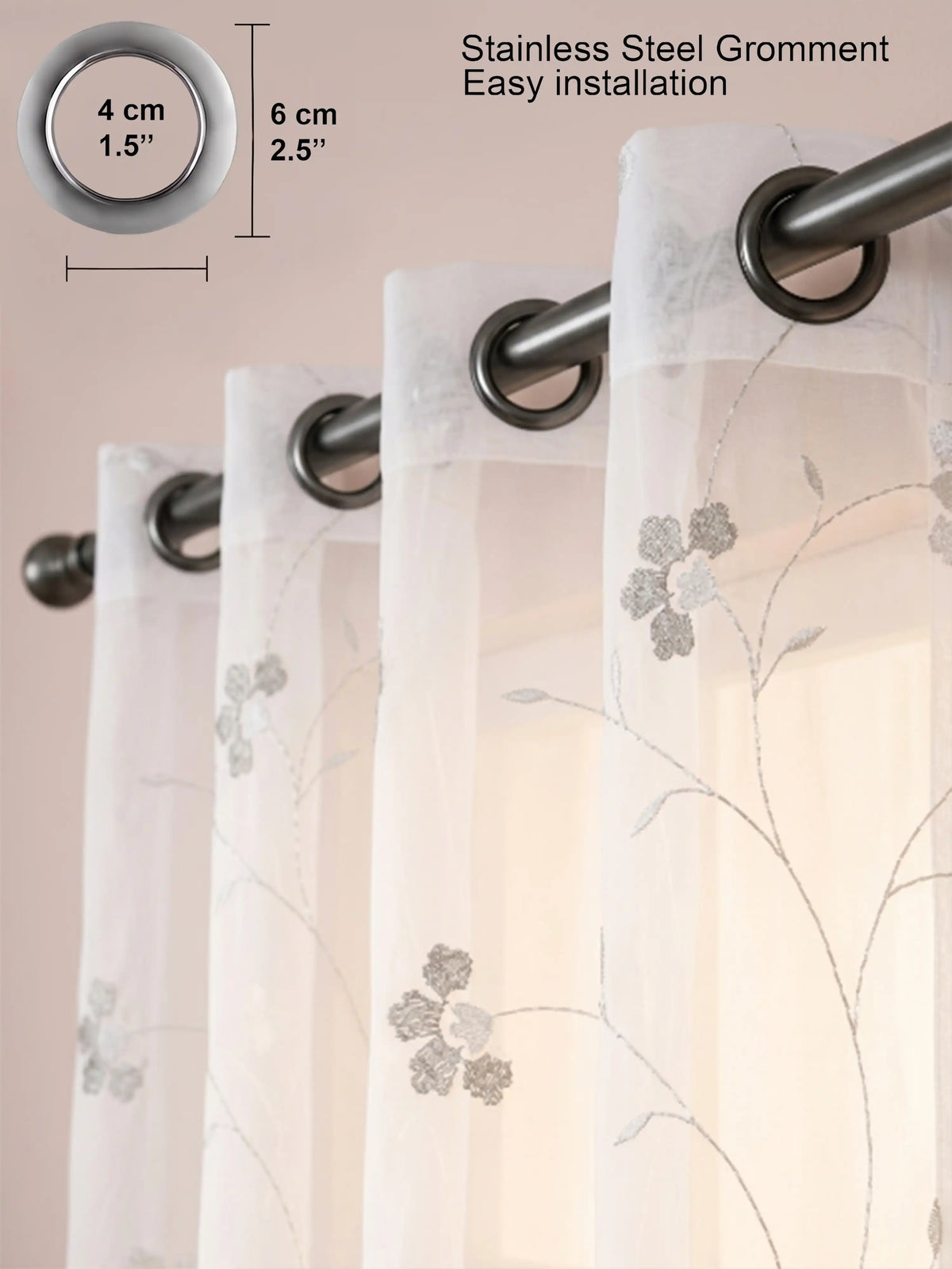 AtoZ Home Decor Light Filtering Floral Sheer Curtains |100% Polyester