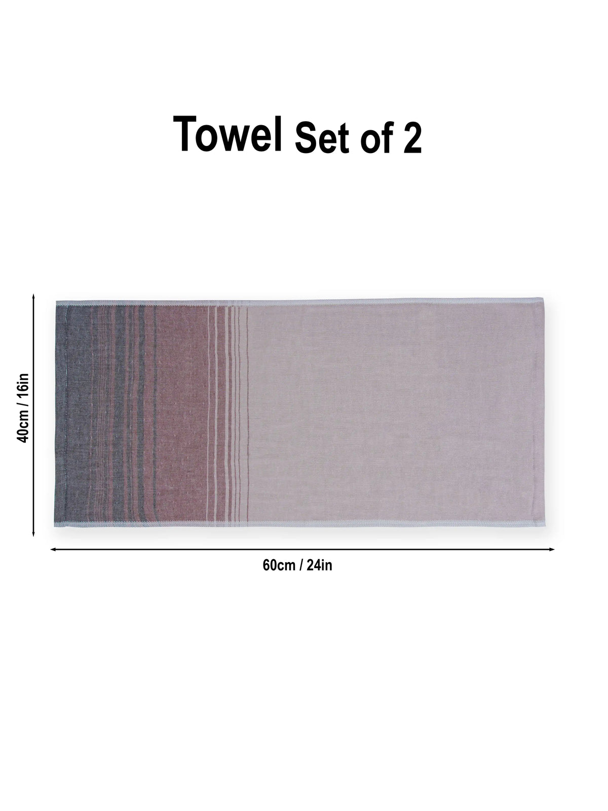 Bellagio Set of 2 Striped Kitchen & Dining Hand Towels
