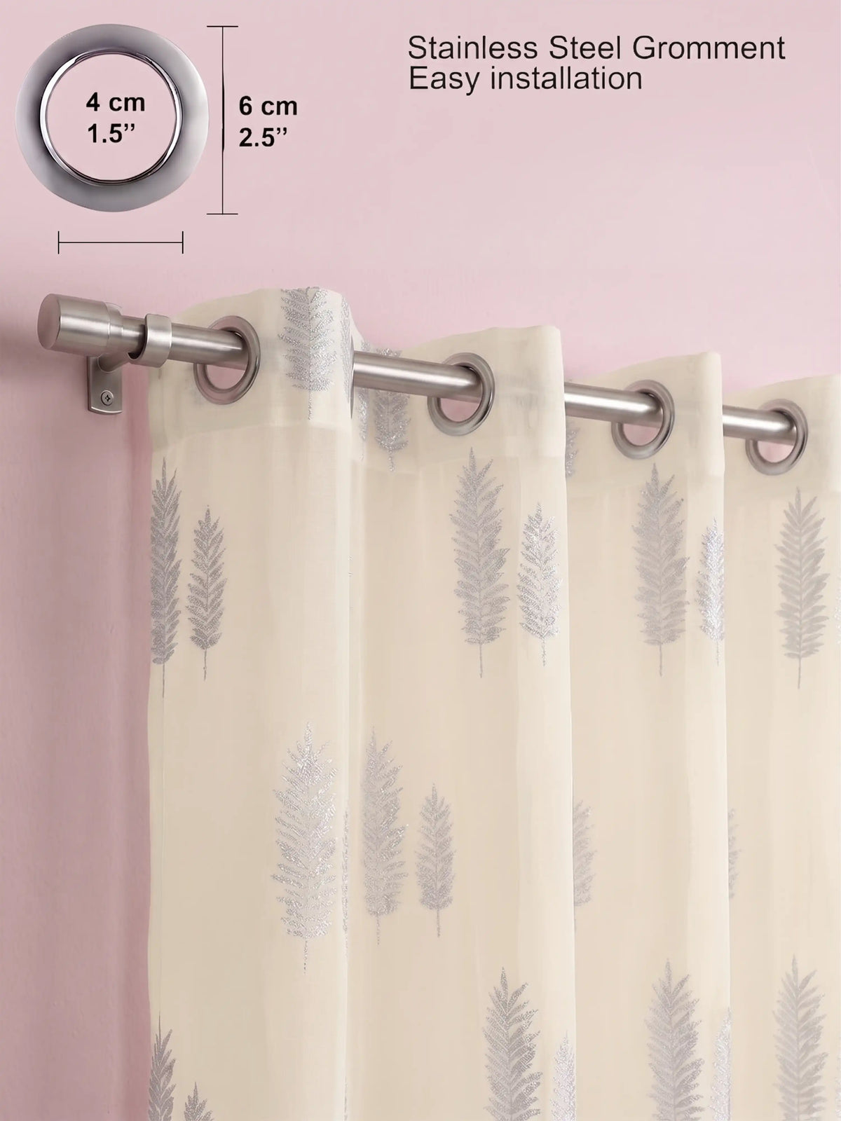 Evabella Embroidered Leaf Sheer Curtains | Light Filtering Window Decor