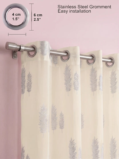 Evabella Embroidered Leaf Sheer Curtains | Light Filtering Window Decor