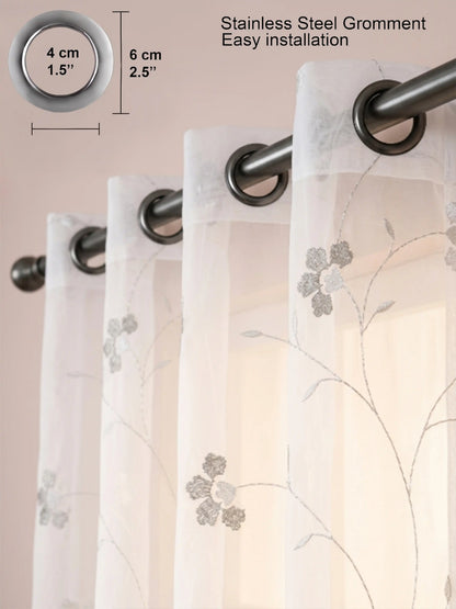 Evabella Light Filtering Floral Sheer Curtains |100% Polyester