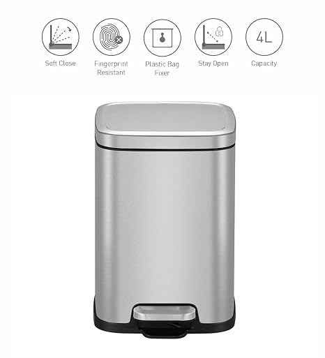 Eco-Friendly Step Trash Bin with Fingerprint-Resistant Finish
