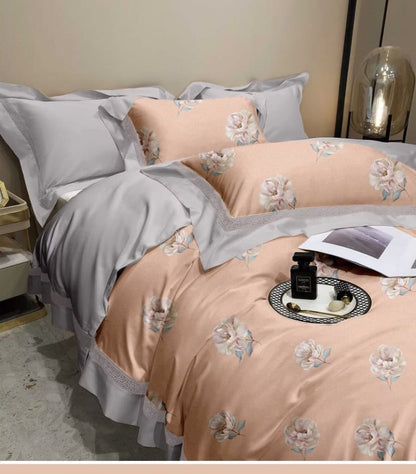 Stylla Sahara 4-Piece King Size Luxury Comforter Bedding Set – Reversible Floral Quilt with Flat Sheet & Pillow Covers