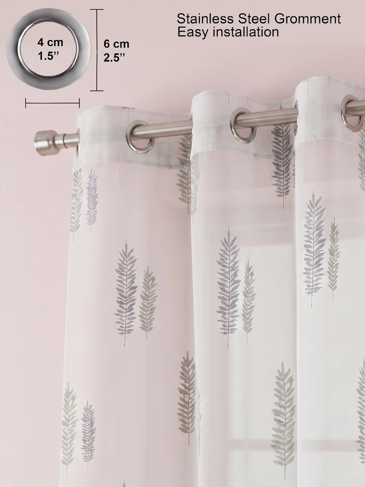 Evabella Embroidered Leaf Sheer Curtains | Light Filtering Window Decor