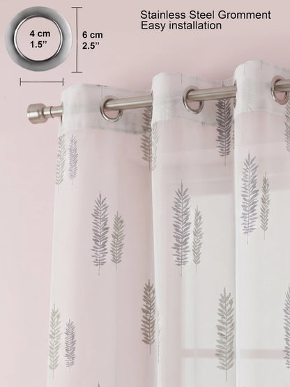 Evabella Embroidered Leaf Sheer Curtains | Light Filtering Window Decor