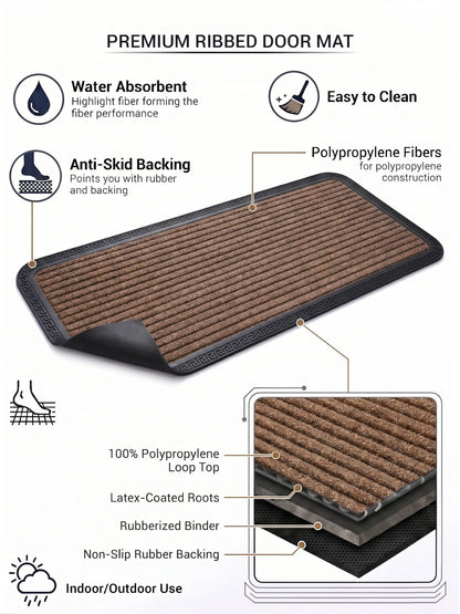 AtoZ Home Decor Ribbed Door Mat (Available in Multiple Sizes & Colors)