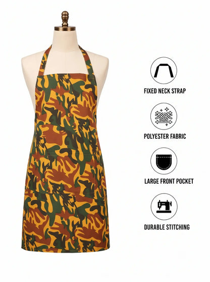 AtoZ Printed Kitchen Cooking Apron with Pocket & Waterproof Backing