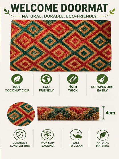 AtoZ Home Decor Geometric Diamond Coir Doormat (75x45 cm)