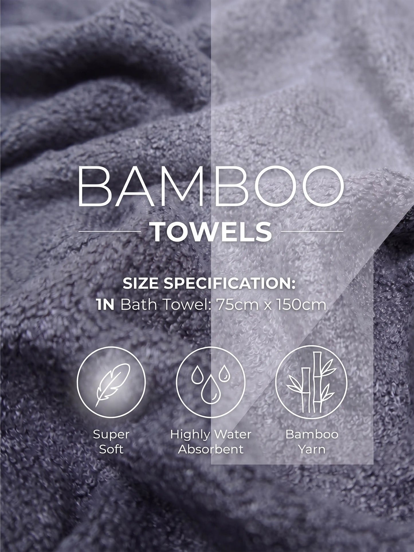 AtoZ Home Decor Bamboo Bath Towel | Highly Absorbent (75 x 150 CM)