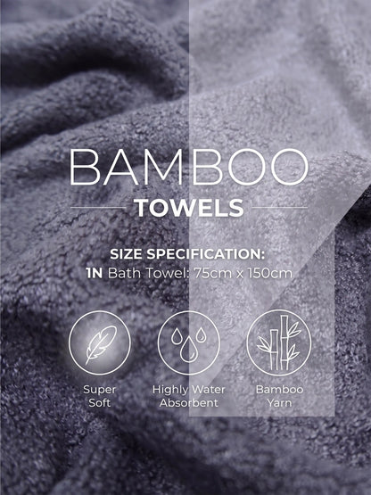 AtoZ Home Decor Bamboo Bath Towel | Highly Absorbent (75 x 150 CM)