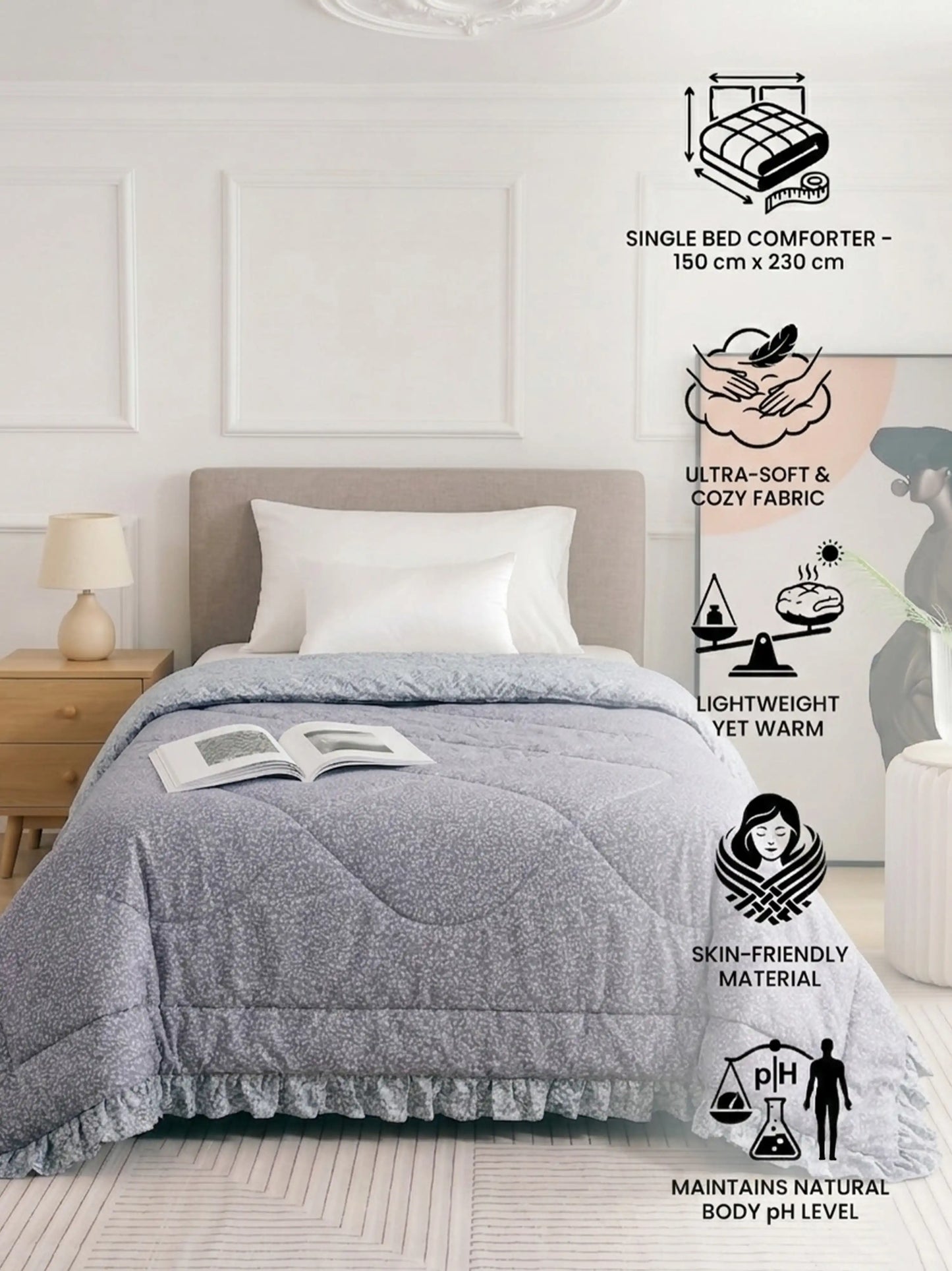 Metropolis Floral Lightweight & Ultra-Soft Single Bed Comforter Cum AC Blanket(60x90 Inch)