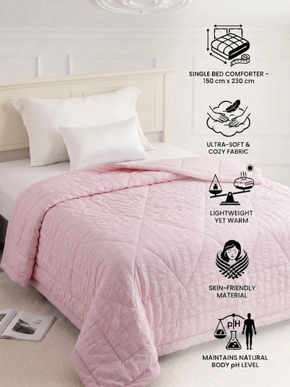 AC Comforter Striped Single with Fiber Filling (150x230 cm) Multiple Colors Available