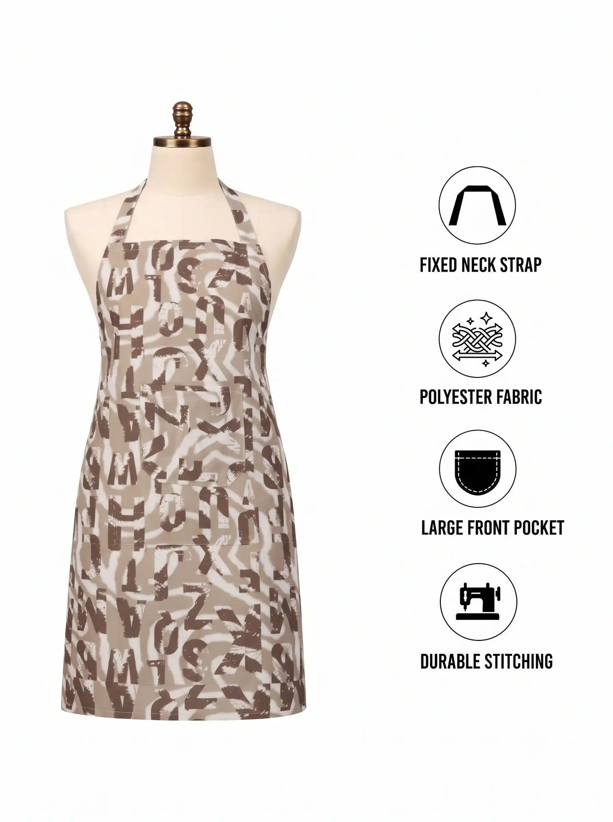 AtoZ Printed Kitchen Cooking Apron with Pocket & Waterproof Backing