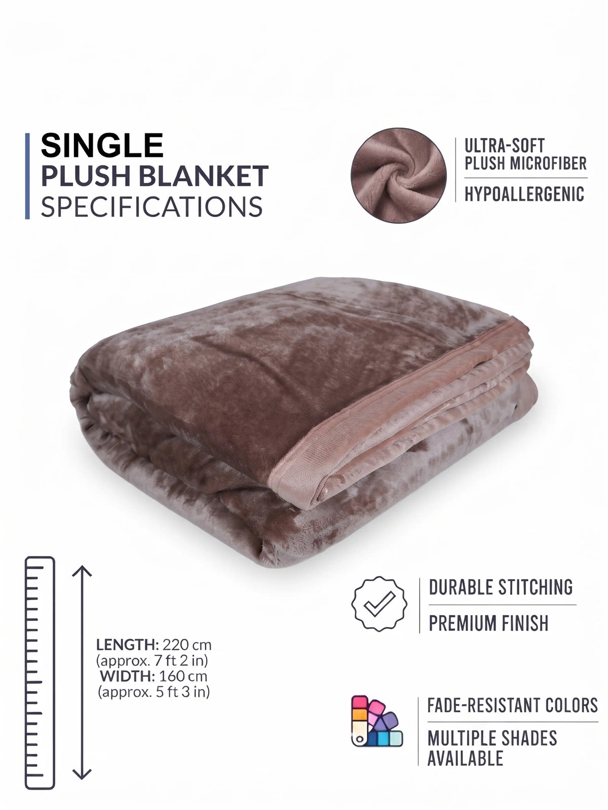 Atoz Home Decor Soft & Fluffy Single Plush Blanket – Light-Reflecting Velvet Fleece Bed Throw.