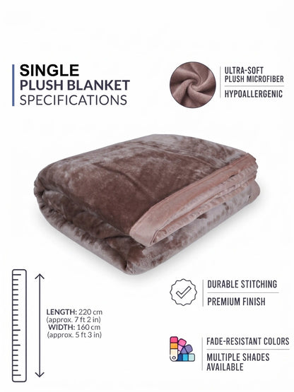 Atoz Home Decor Soft & Fluffy Single Plush Blanket – Light-Reflecting Velvet Fleece Bed Throw.