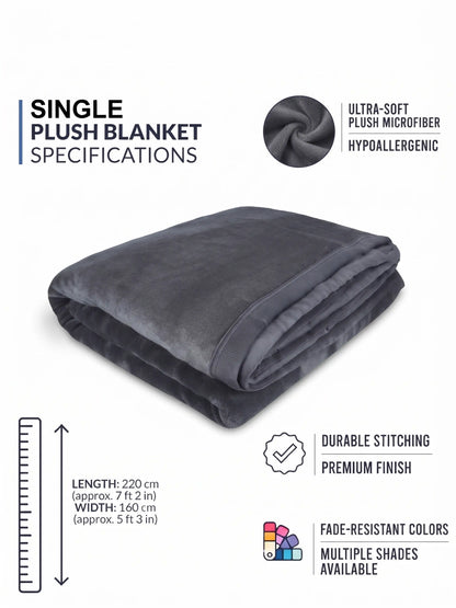 Atoz Home Decor Soft & Fluffy Single Plush Blanket – Light-Reflecting Velvet Fleece Bed Throw.