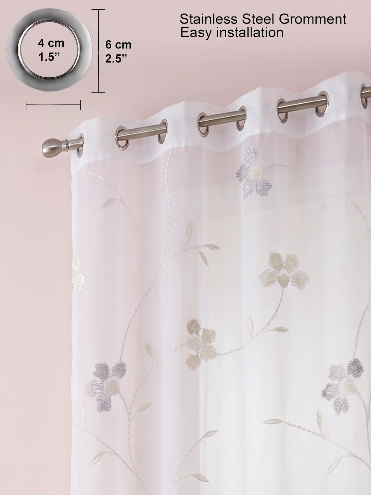 AtoZ Home Decor Light Filtering Floral Sheer Curtains |100% Polyester