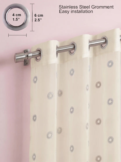 Evabella Elegant Circular Embroidery Sheer Grommet Curtains | 6 colors and 3 lengths