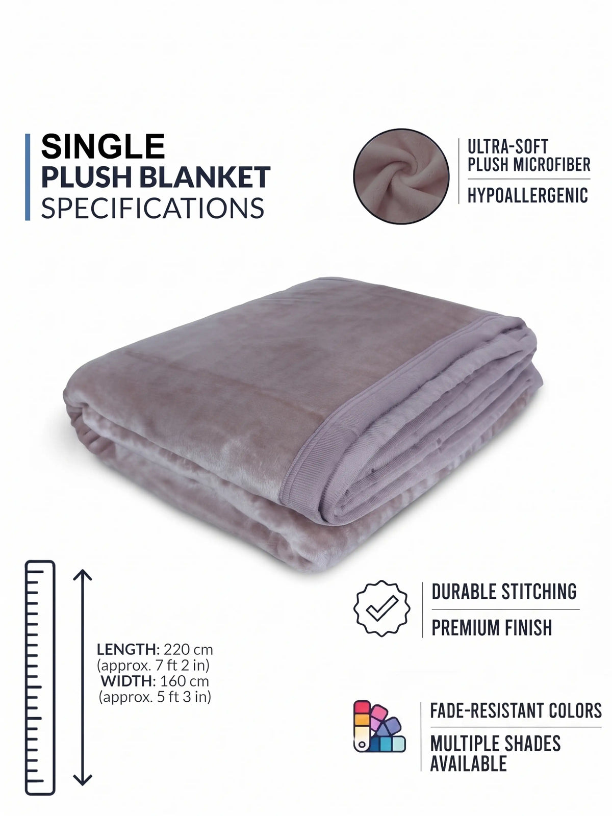 Atoz Home Decor Soft & Fluffy Single Plush Blanket – Light-Reflecting Velvet Fleece Bed Throw.