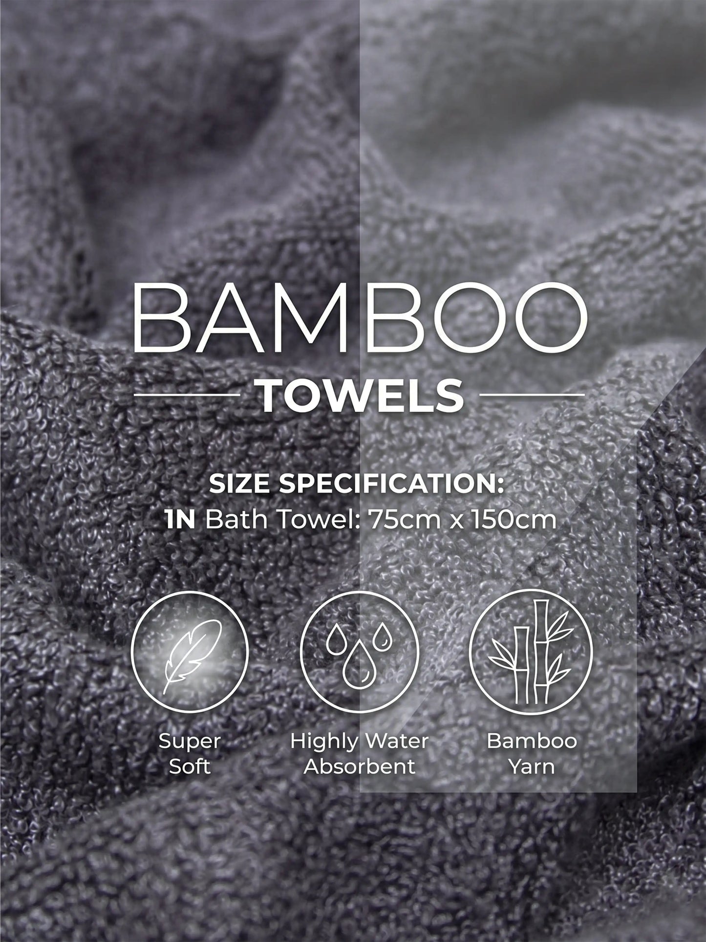 AtoZ Home Decor Bamboo Bath Towel | Highly Absorbent (75 x 150 CM)