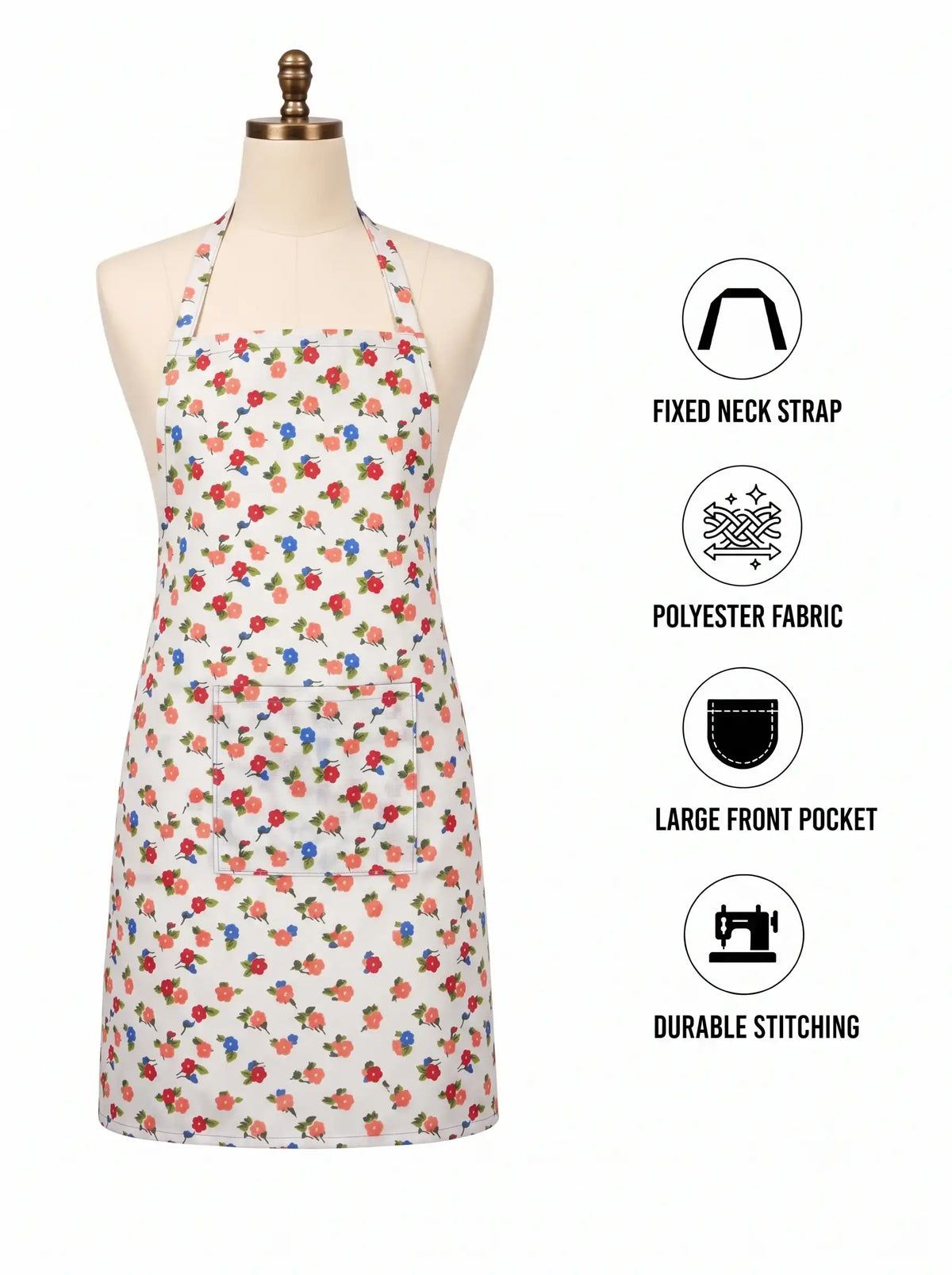 AtoZ Printed Kitchen Cooking Apron with Pocket & Waterproof Backing