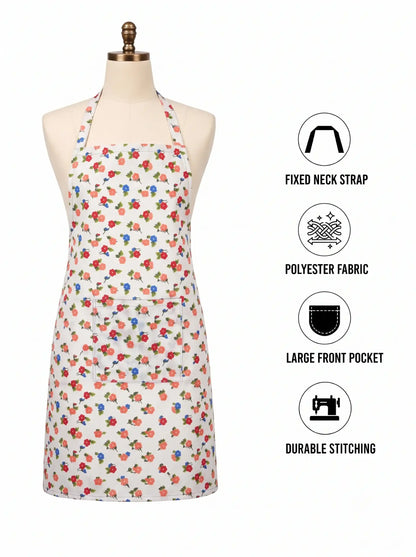 AtoZ Printed Kitchen Cooking Apron with Pocket & Waterproof Backing