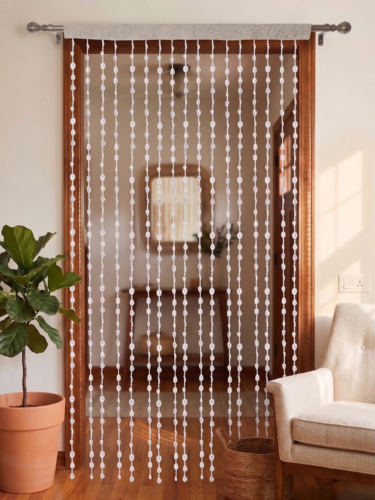 Atoz Home Decor Leaf Beaded Room Divider Curtain |4x7 ft.