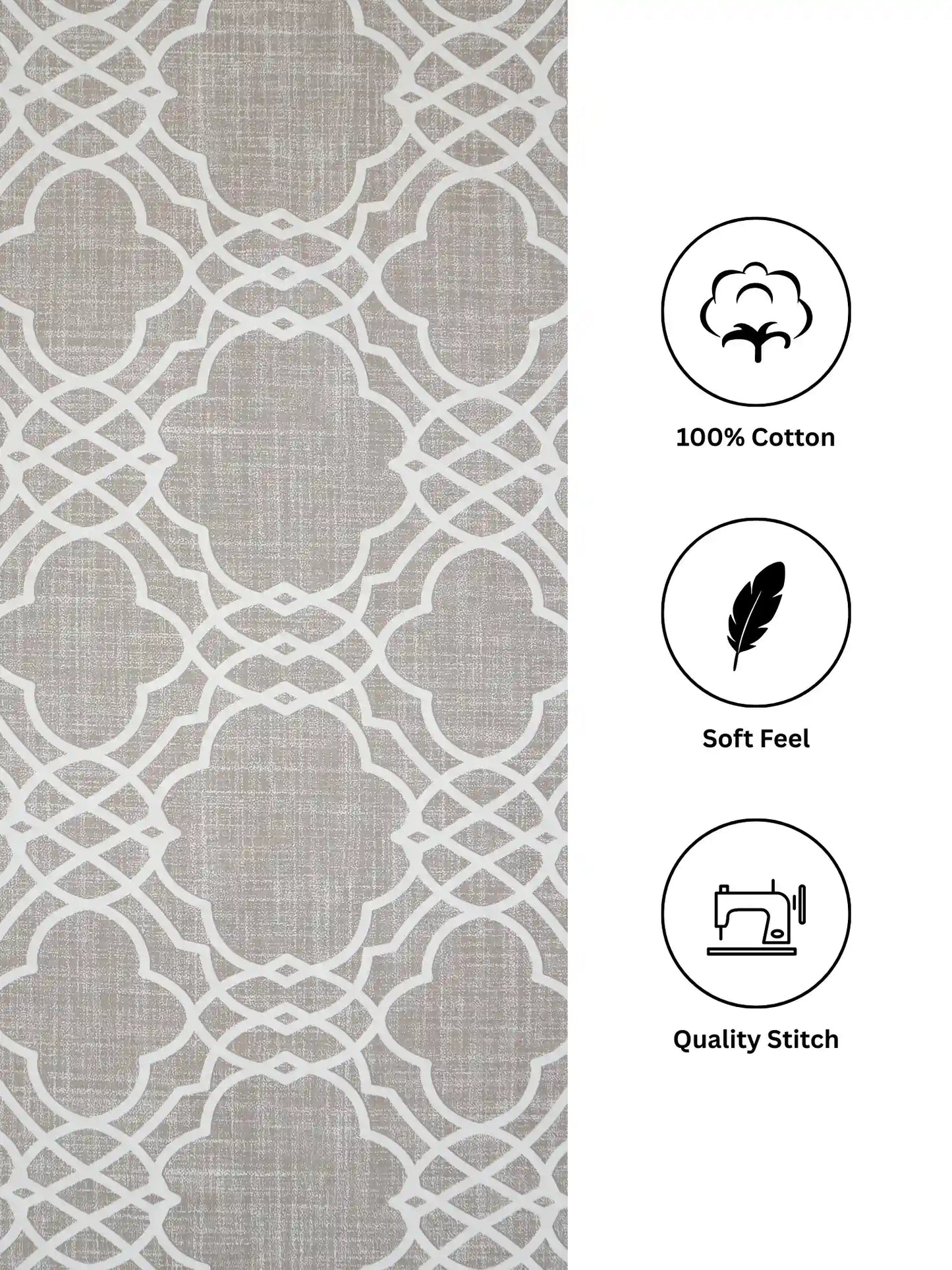 Soft Feel, Trellis Design Double Bed Sheet Set with 2 Pillow Cases – 100% Cotton (210 TC)
