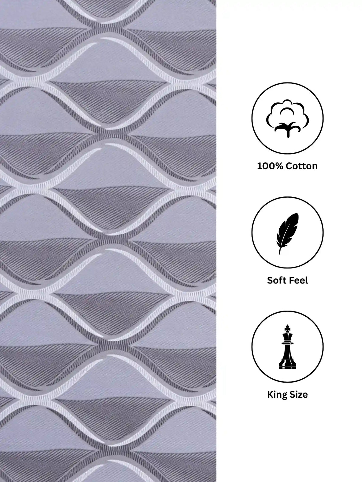 Soft Feel, Ogee Pattern King Bed Sheet Set with 2 Pillow Cases – 100% Cotton (300 TC)