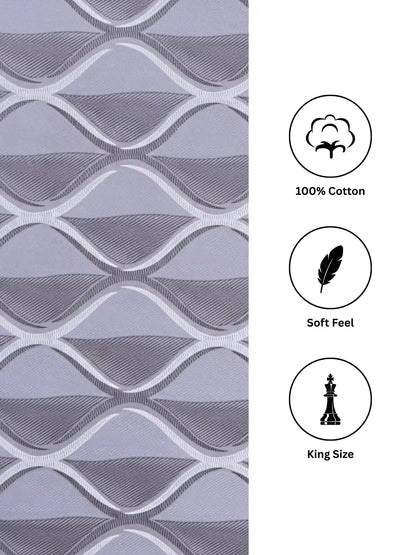 Soft Feel, Ogee Pattern King Bed Sheet Set with 2 Pillow Cases – 100% Cotton (300 TC)