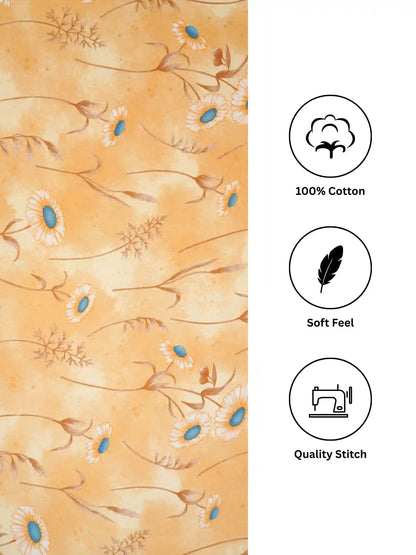 Soft Feel Sunflower Yellow Floral Cotton Double Bedsheet Set