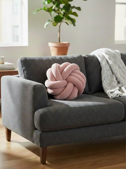 Round Knotted Cushion Ball Pillow – Soft Decorative Sofa & Bed Accent