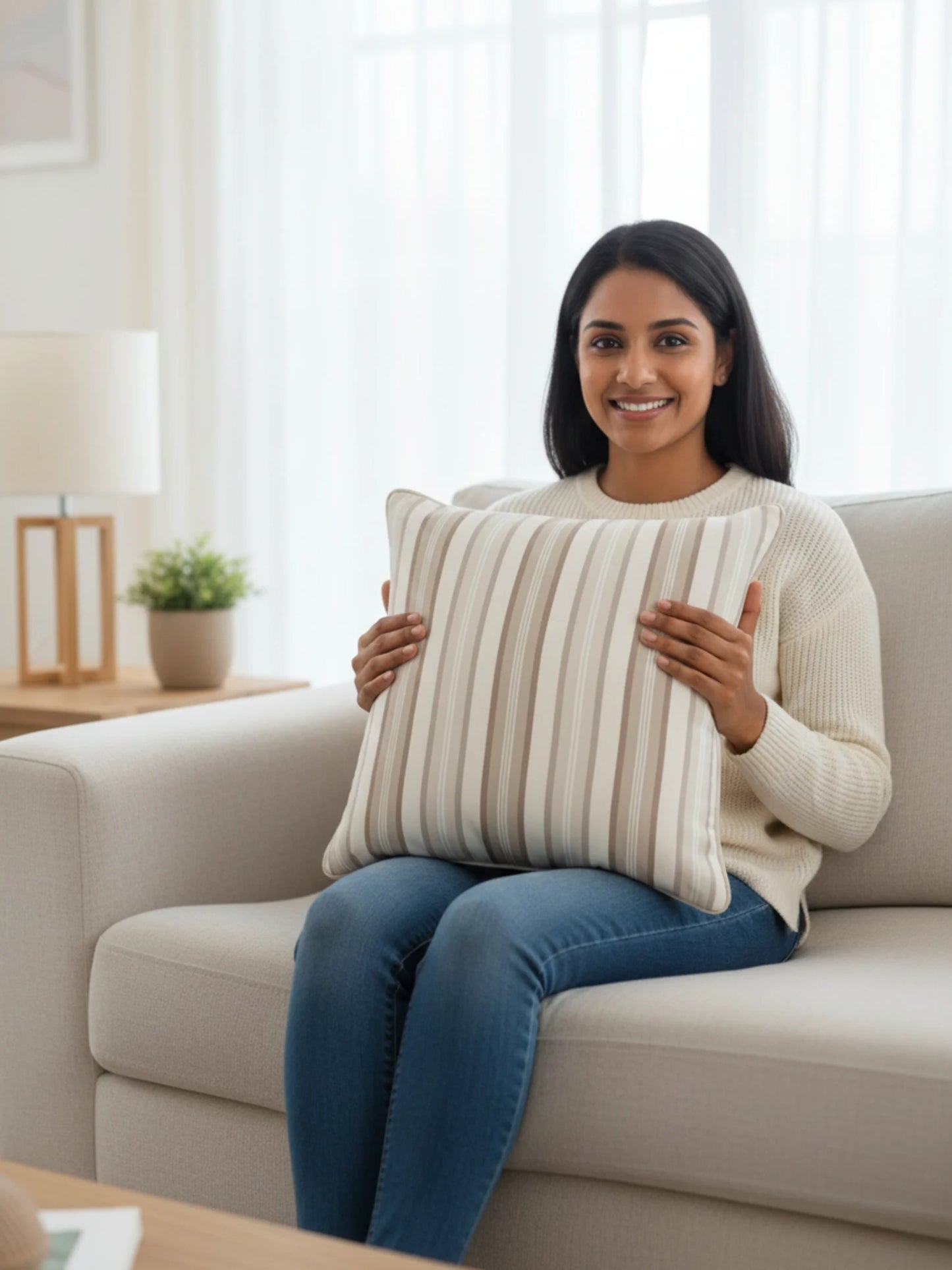 Striped Cushion Covers with Hidden Zipper (Set of 5)