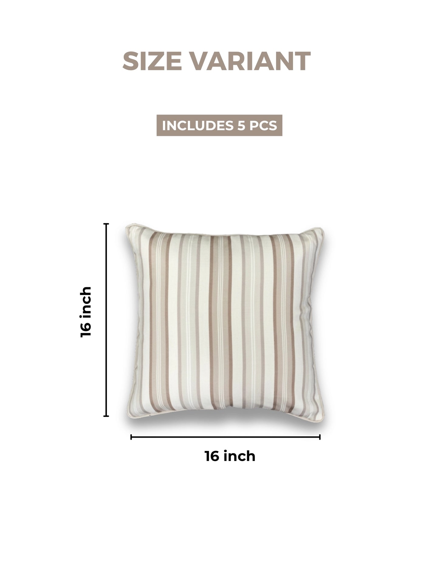 Striped Cushion Covers with Hidden Zipper (Set of 5)
