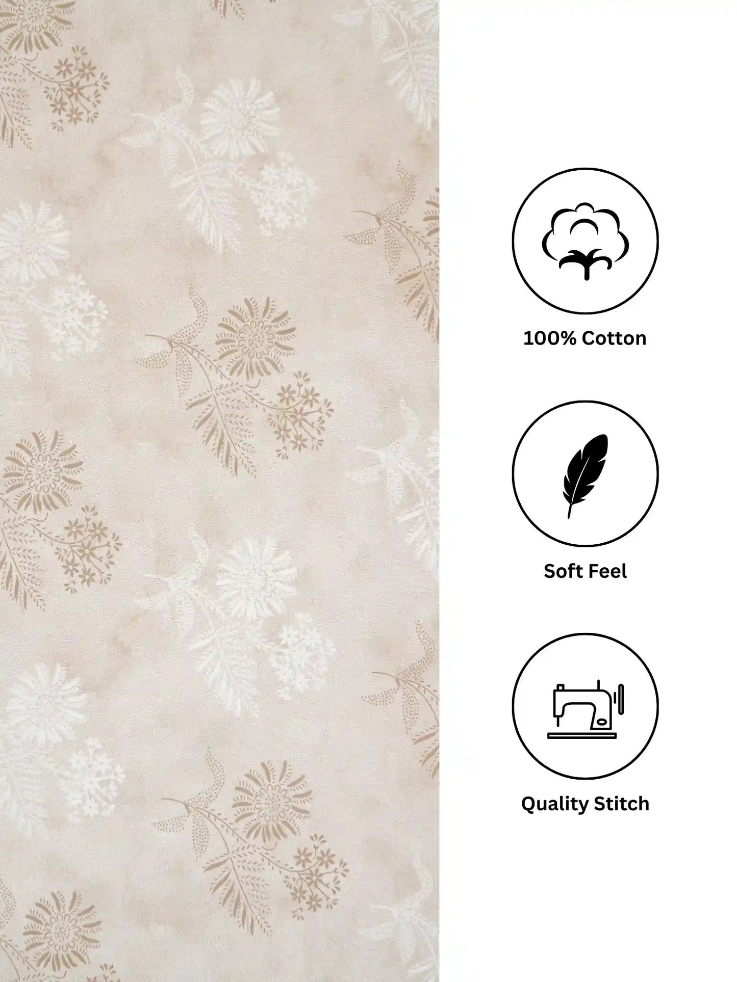 Soft Feel, Ornamental Floral Double Bed Sheet Set with 2 Pillow Cases – 100% Cotton (210 TC)