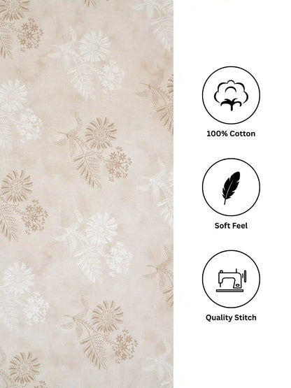 Soft Feel, Ornamental Floral Double Bed Sheet Set with 2 Pillow Cases – 100% Cotton (210 TC)