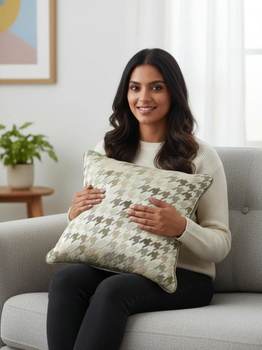 Houndstooth Cushion Covers with Hidden Zipper (Set of 5)
