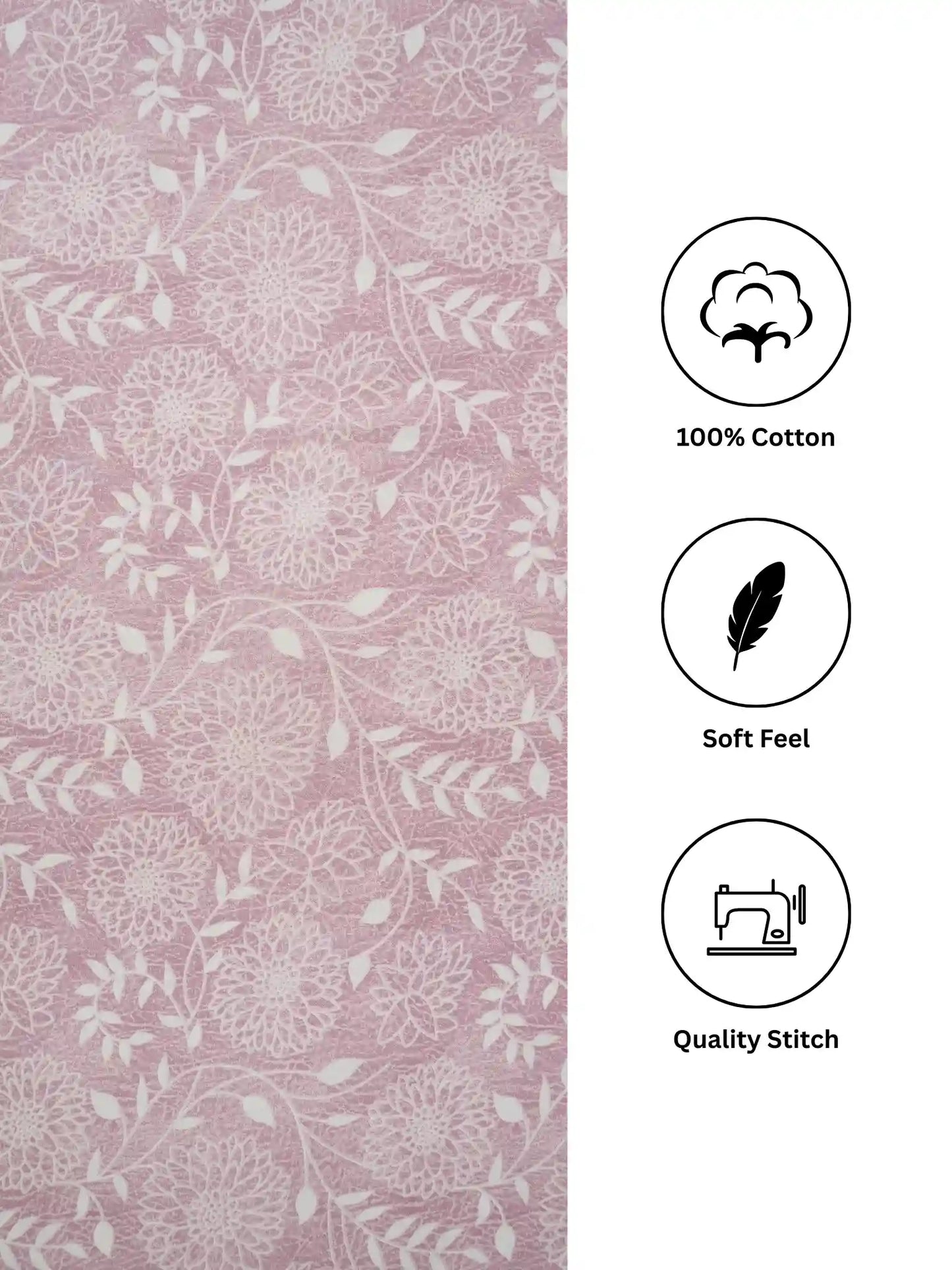 Soft Feel, Jardin Floral Double Bed Sheet Set with 2 Pillow Cases – 100% Cotton (210 TC)