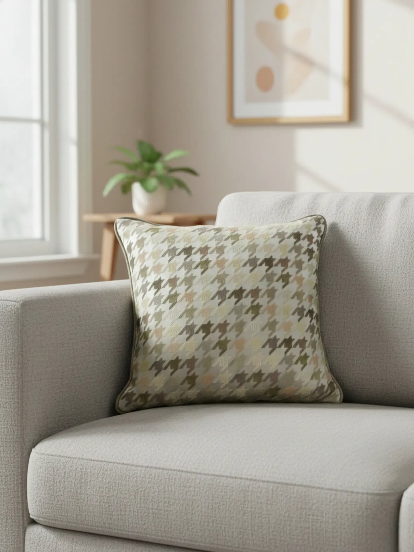 Houndstooth Cushion Covers with Hidden Zipper (Set of 5)